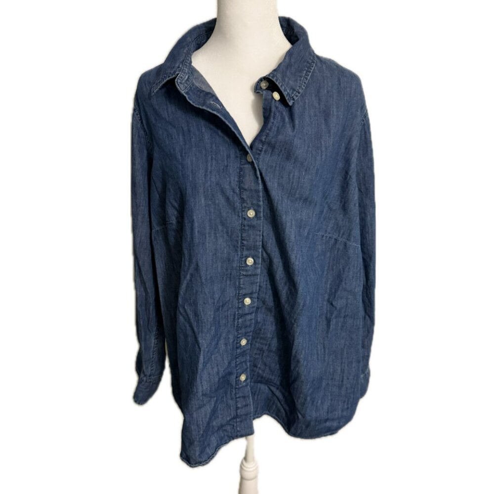 Talbots Women’s Size 2X Denim Button-Down Shirt